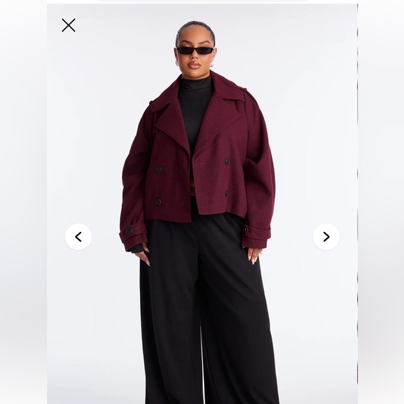 Women's Burgundy Double-Breasted Jacket - Picture 2 of 4